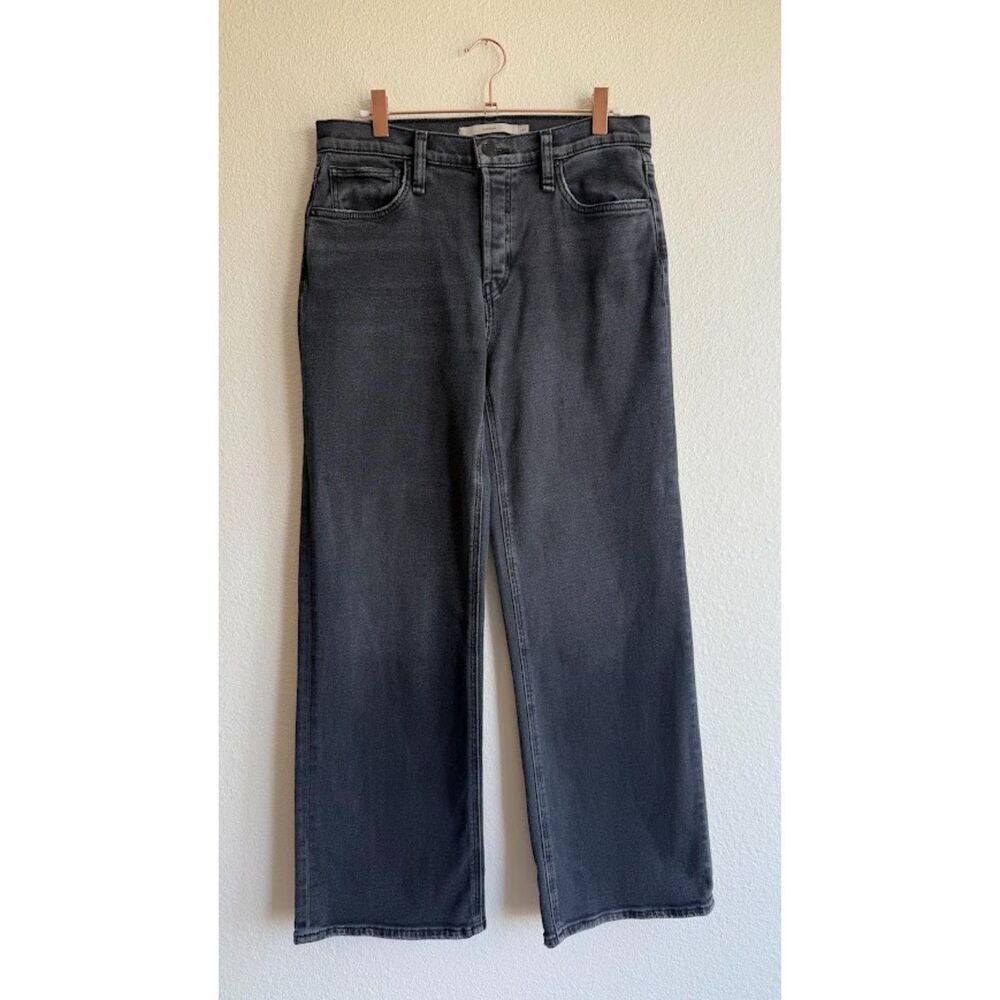 Hudson Rosie High Rise Wide Leg Button-Fly Jeans in Black size 27